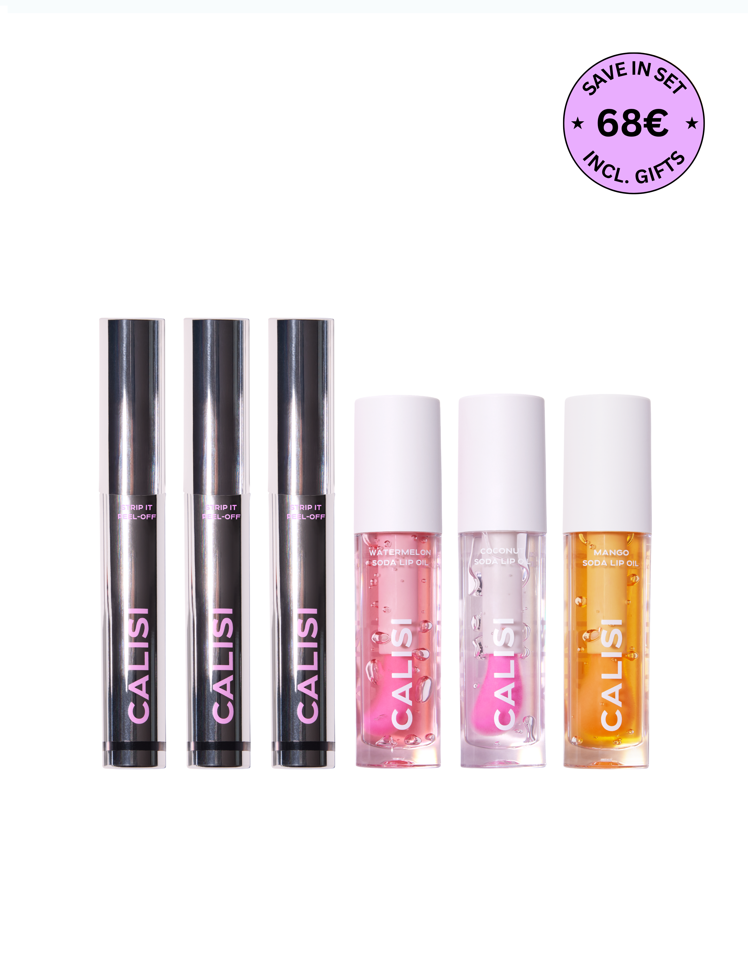 KISS ME SET – three peel-off lip stains and three lip oils